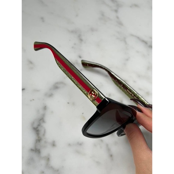 NEW Gucci GG0034SN Glitter Arm Black Sunglasses - Picture 10 of 10